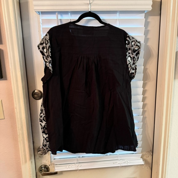 Savanna Jane Black and Silver Embroidered Blouse - Picture 3 of 7